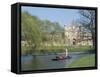 Punting on the Backs, with St. John's College, Cambridge, Cambridgeshire, England-G Richardson-Framed Stretched Canvas