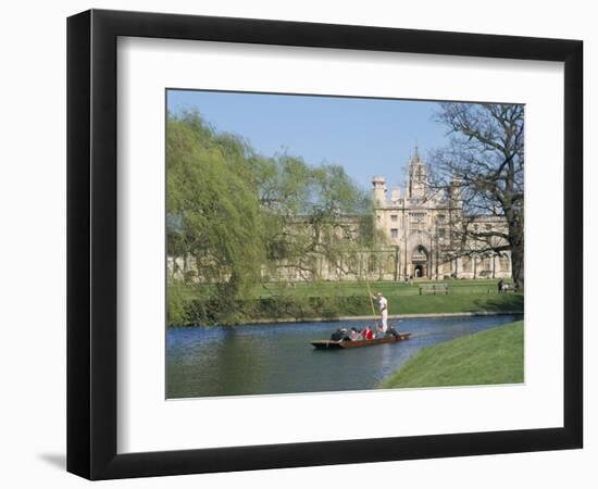 Punting on the Backs, with St. John's College, Cambridge, Cambridgeshire, England-G Richardson-Framed Photographic Print