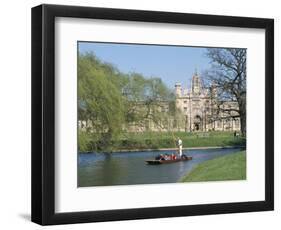 Punting on the Backs, with St. John's College, Cambridge, Cambridgeshire, England-G Richardson-Framed Photographic Print