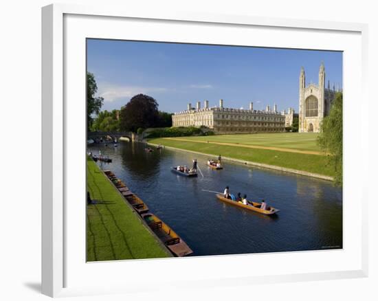 Punting on The River Cam, Kings College, Cambridge, England-Peter Adams-Framed Photographic Print