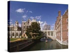 Punting under the Bridge of Sighs, River Cam at St. John's College, Cambridge, England-Nigel Blythe-Stretched Canvas