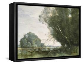 Punting-Jean-Baptiste-Camille Corot-Framed Stretched Canvas
