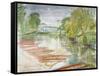 Punts on the Cherwell-Erin Townsend-Framed Stretched Canvas