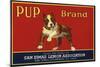 Pup Brand - San Dimas, California - Citrus Crate Label-Lantern Press-Mounted Art Print