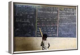 Pupil at the blackboard, primary school, Lome, Togo-Godong-Framed Photographic Print