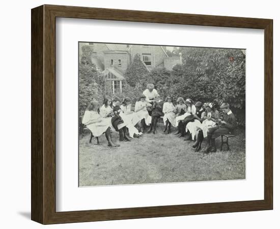 Pupils in the Garden Doing Needlework, Birley House Open Air School, Forest Hill, London, 1908-null-Framed Photographic Print
