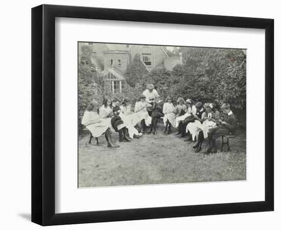 Pupils in the Garden Doing Needlework, Birley House Open Air School, Forest Hill, London, 1908-null-Framed Photographic Print