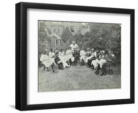 Pupils in the Garden Doing Needlework, Birley House Open Air School, Forest Hill, London, 1908-null-Framed Photographic Print