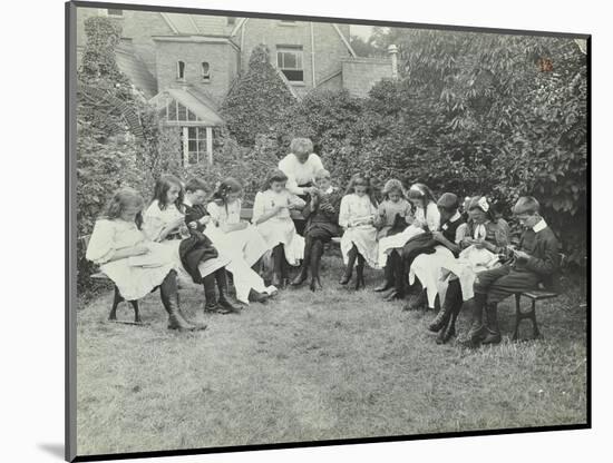 Pupils in the Garden Doing Needlework, Birley House Open Air School, Forest Hill, London, 1908-null-Mounted Photographic Print