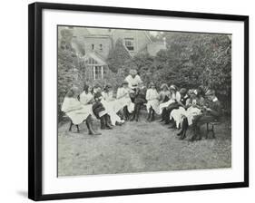 Pupils in the Garden Doing Needlework, Birley House Open Air School, Forest Hill, London, 1908-null-Framed Photographic Print