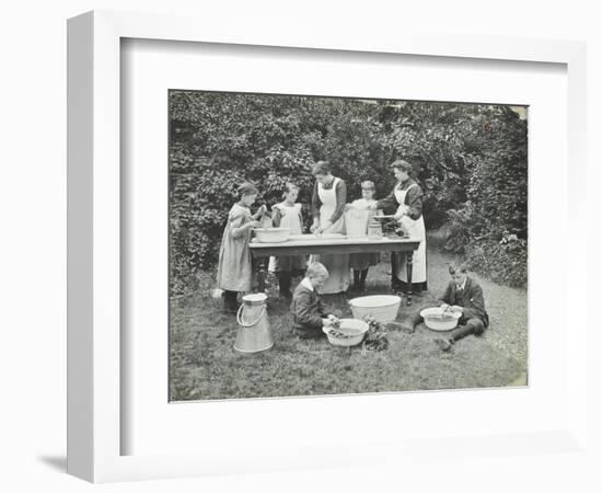 Pupils Preparing Food Outdoors, Birley House Open Air School, Forest Hill, London, 1908-null-Framed Photographic Print