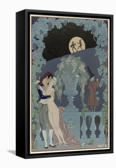 Puppets, Illustration For Fetes Galantes by Paul Verlaine-Georges Barbier-Framed Stretched Canvas