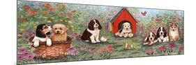 Puppies and Doghouse Border-Judy Mastrangelo-Mounted Giclee Print