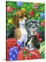 Puppies and Kitten under the Tree-Geraldine Aikman-Stretched Canvas