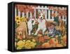 Puppies and Kittens - Autumn Theme-William Vanderdasson-Framed Stretched Canvas