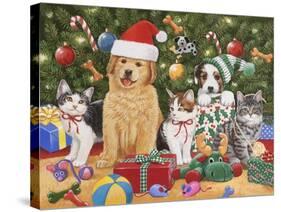 Puppies and Kittens Christmas-William Vanderdasson-Stretched Canvas