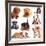 Puppies of Different Breeds, Dachshund, Shar Pei, Rottweiler, Bulldog, French Bulldog.-Lilun-Framed Photographic Print