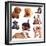 Puppies of Different Breeds, Dachshund, Shar Pei, Rottweiler, Bulldog, French Bulldog.-Lilun-Framed Photographic Print