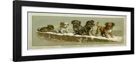 Puppies on a Snowy Wall-null-Framed Art Print