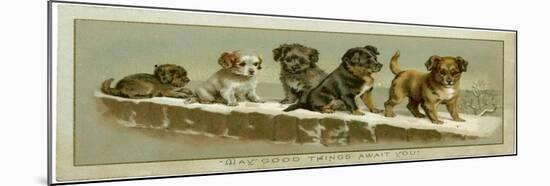 Puppies on a Snowy Wall-null-Mounted Art Print