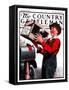"Puppy by Parcel Post," Country Gentleman Cover, March 15, 1924-J.F. Kernan-Framed Stretched Canvas
