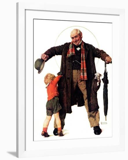 "Puppy in the Pocket" or "The Gift", January 25,1936-Norman Rockwell-Framed Giclee Print