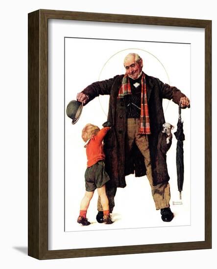 "Puppy in the Pocket" or "The Gift", January 25,1936-Norman Rockwell-Framed Giclee Print