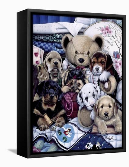 Puppy Party-Jenny Newland-Framed Stretched Canvas