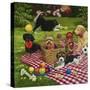 Puppy Picnic-William Vanderdasson-Stretched Canvas