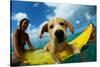 Puppy Riding on Surfboard-Rick Doyle-Stretched Canvas