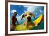 Puppy Riding on Surfboard-Rick Doyle-Framed Photographic Print