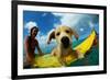 Puppy Riding on Surfboard-Rick Doyle-Framed Photographic Print