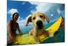 Puppy Riding on Surfboard-Rick Doyle-Mounted Photographic Print