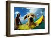 Puppy Riding on Surfboard-Rick Doyle-Framed Photographic Print