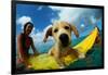 Puppy Riding on Surfboard-Rick Doyle-Framed Photographic Print