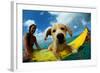 Puppy Riding on Surfboard-Rick Doyle-Framed Photographic Print