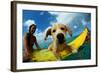 Puppy Riding on Surfboard-Rick Doyle-Framed Photographic Print