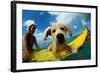 Puppy Riding on Surfboard-Rick Doyle-Framed Photographic Print