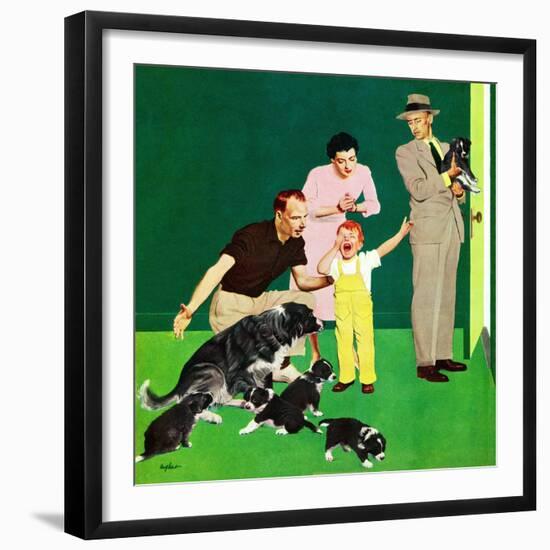 "Puppy Sale", October 6, 1951-George Hughes-Framed Giclee Print