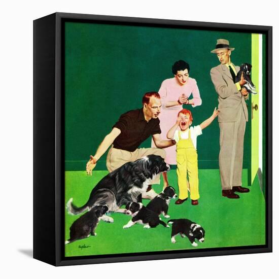 "Puppy Sale", October 6, 1951-George Hughes-Framed Stretched Canvas