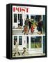 "Puppy Sellout," Saturday Evening Post Cover, April 30, 1960-George Hughes-Framed Stretched Canvas