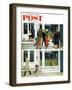 "Puppy Sellout," Saturday Evening Post Cover, April 30, 1960-George Hughes-Framed Giclee Print