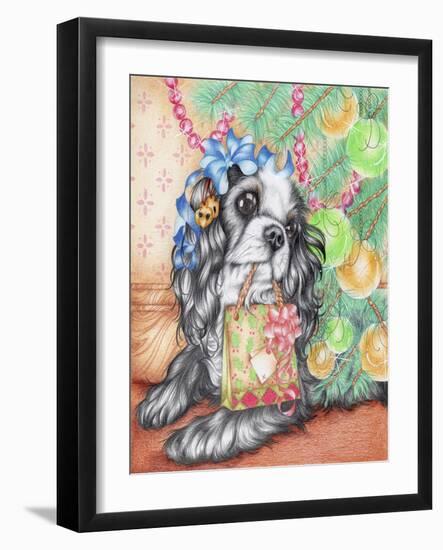 Puppy with a Gift Bag-Karen Middleton-Framed Giclee Print