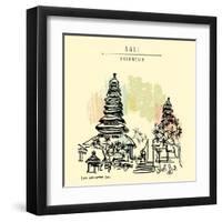 Pura Goa Lawah, an Important Balinese Hindu Temple in Padangbai, Bali, Indonesia, Asia. Traditional-babayuka-Framed Art Print