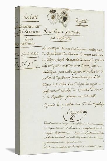 Purchase Deed by Joseph Bonaparte of Milelli Domains-null-Stretched Canvas