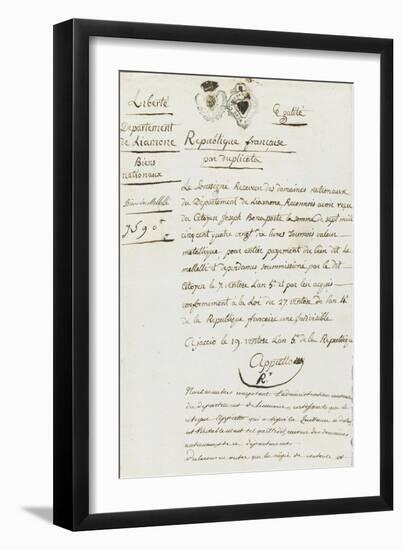 Purchase Deed by Joseph Bonaparte of Milelli Domains-null-Framed Giclee Print