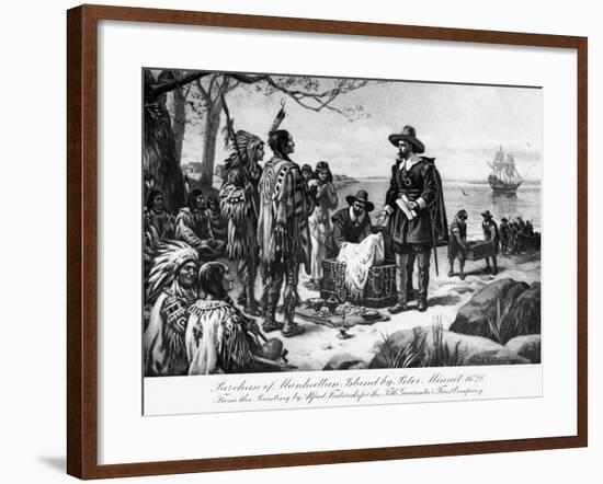 Purchase of Manhattan Island by Pieter Minuit by Alfred Friedericks-null-Framed Giclee Print