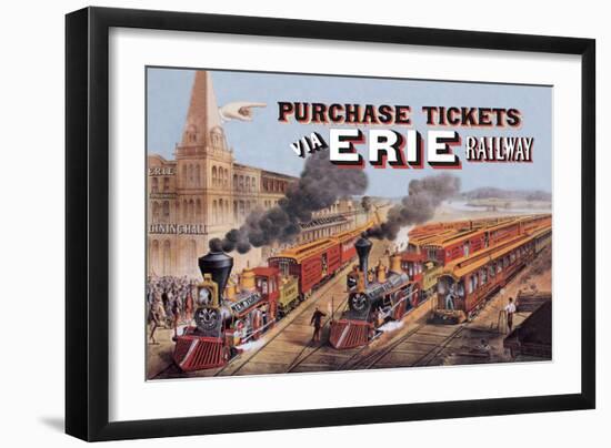 Purchase Tickets Via Erie Railway-null-Framed Art Print