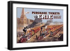 Purchase Tickets Via Erie Railway-null-Framed Art Print
