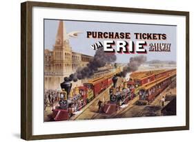 Purchase Tickets Via Erie Railway-null-Framed Art Print